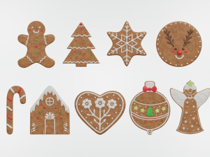 Gingerbread Christmas Cookie Set 1 Modelo 3D