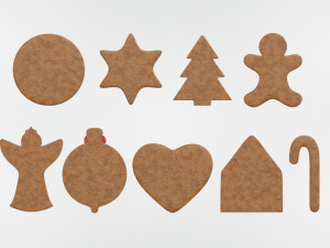 Gingerbread Christmas Cookie Set 1 3D Model
