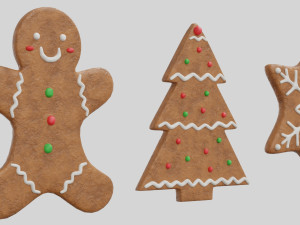 Gingerbread Christmas Cookie Set 1 3D Model