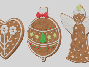 Gingerbread Christmas Cookie Set 1 3D Model