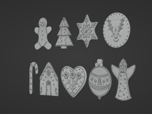 Gingerbread Christmas Cookie Set 1 3D Model