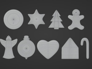 Gingerbread Christmas Cookie Set 1 3D Model