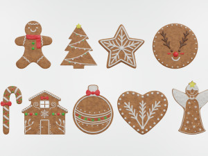 Gingerbread Christmas Cookie Set 2 Modelo 3D