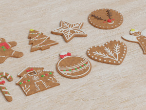 Gingerbread Christmas Cookie Set 2 Modello 3D