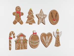 Gingerbread Christmas Cookie Set 2 Modello 3D