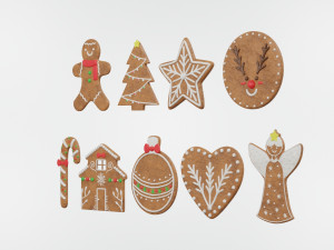 Gingerbread Christmas Cookie Set 2 Modello 3D