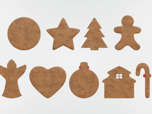 Gingerbread Christmas Cookie Set 2 3D Model