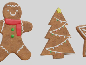 Gingerbread Christmas Cookie Set 2 3D Model