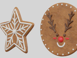 Gingerbread Christmas Cookie Set 2 3D Model