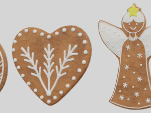 Gingerbread Christmas Cookie Set 2 3D Model