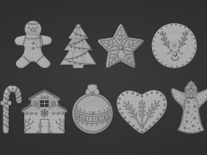Gingerbread Christmas Cookie Set 2 Modello 3D
