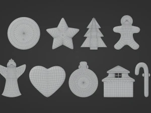 Gingerbread Christmas Cookie Set 2 3D Model