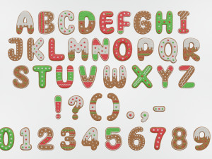 Gingerbread Christmas Cookie Alphabet Set 1 Modelo 3D