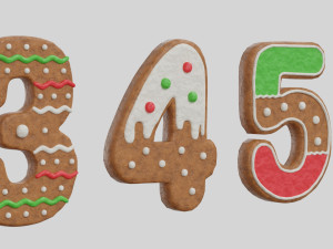 Gingerbread Christmas Cookie Alphabet Set 1 3D Model