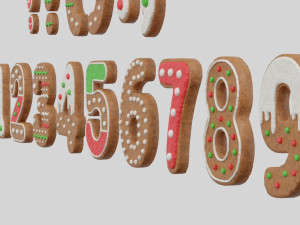 Gingerbread Christmas Cookie Alphabet Set 1 3D Model