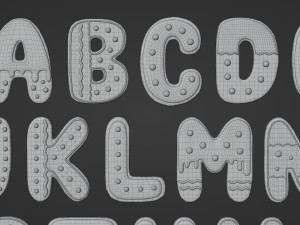 Gingerbread Christmas Cookie Alphabet Set 1 3D Model