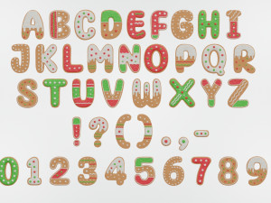 Gingerbread Christmas Cookie Alphabet Set 2 Modelo 3D