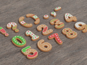 Gingerbread Christmas Cookie Alphabet Set 2 3D 模型