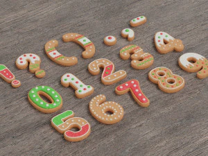 Gingerbread Christmas Cookie Alphabet Set 2 3D Model