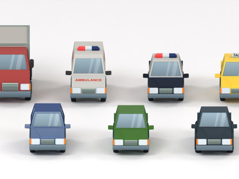 Cartoon Low Poly Car Pack Modelo 3D