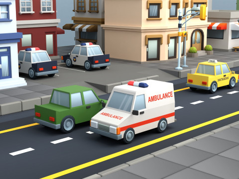 Cartoon Low Poly Car Pack Modelo 3D