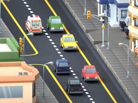 Cartoon Low Poly Car Pack Modelo 3D