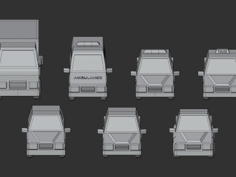 Cartoon Low Poly Car Pack Modelo 3D