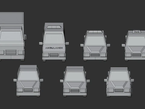 Cartoon Low Poly Car Pack 3D Model