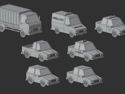 Cartoon Low Poly Car Pack 3D Model