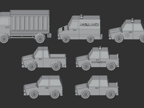 Cartoon Low Poly Car Pack Modelo 3D