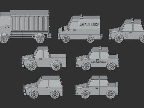 Cartoon Low Poly Car Pack 3D Model