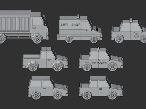 Cartoon Low Poly Car Pack Modelo 3D