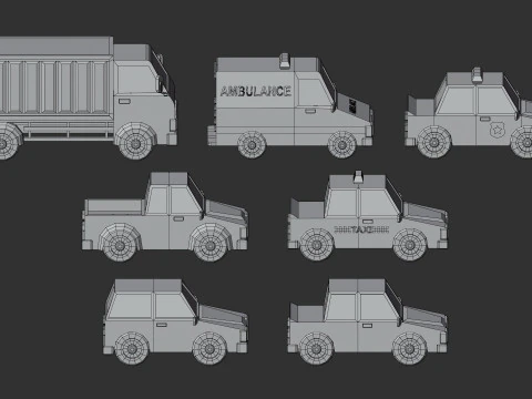 Cartoon Low Poly Car Pack 3D Model