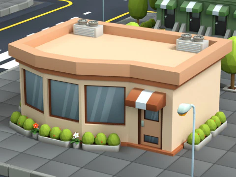 Cartoon Low Poly Building Pack Set1 3D Model
