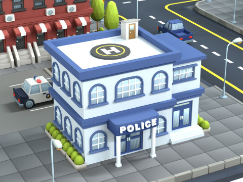 Cartoon Low Poly Building Pack Set2 3Dモデル