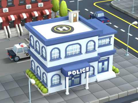 Cartoon Low Poly Building Pack Set2 3D Model
