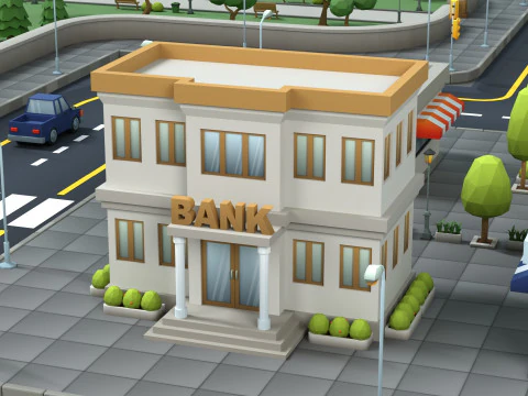 Cartoon Low Poly Building Pack Set2 3D Model