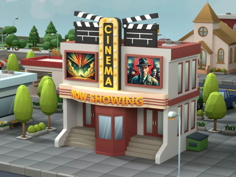 Cartoon Low Poly Building Pack Set2 3D Model