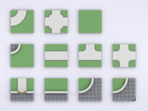 Cartoon Low Poly Modular Park Pack Model 3D