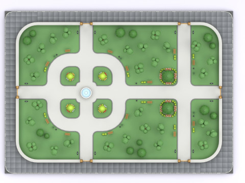 Cartoon Low Poly Modular Park Pack Model 3D