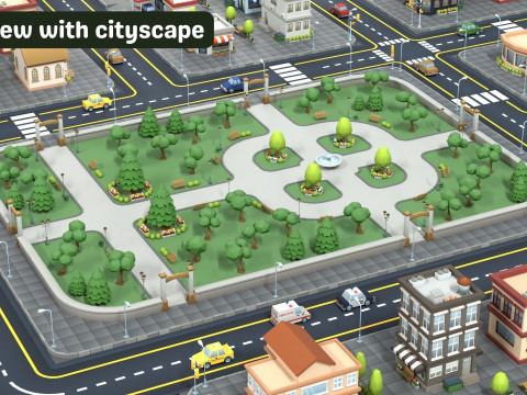 Cartoon Low Poly Modular Park Pack Model 3D