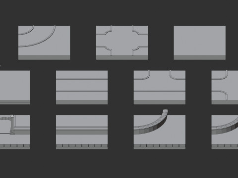 Cartoon Low Poly Modular Park Pack Model 3D