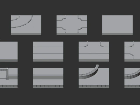 Cartoon Low Poly Modular Park Pack 3D Model