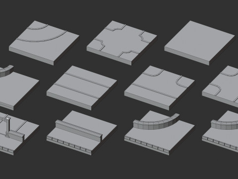 Cartoon Low Poly Modular Park Pack Model 3D