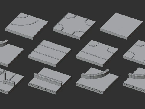 Cartoon Low Poly Modular Park Pack 3D Model