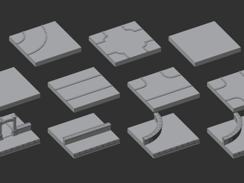 Cartoon Low Poly Modular Park Pack Model 3D