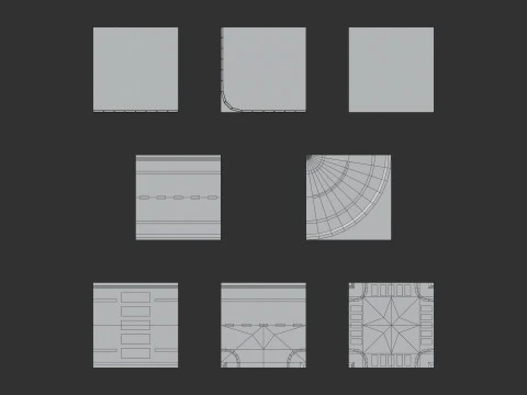 Cartoon Low Poly Modular Road City Floor Pack 3D Model