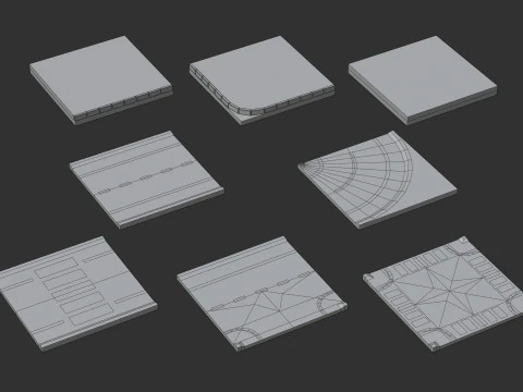 Cartoon Low Poly Modular Road City Floor Pack 3D Model