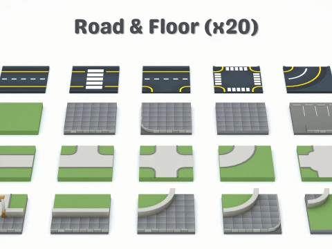 Cartoon Low Poly Modular City Pack 3D Model