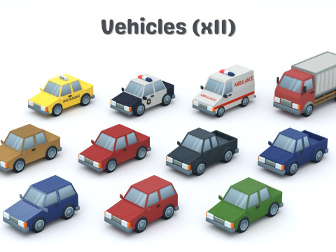 Cartoon Low Poly Modular City Pack Model 3D